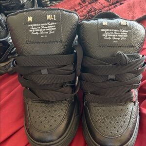 AMIRI Black Textured Leather High-Top Sneakers